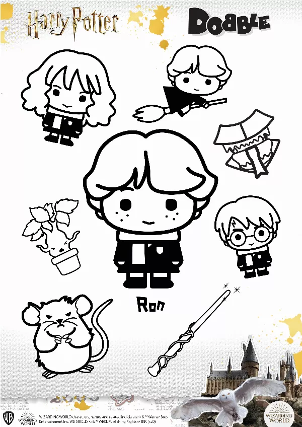 Harry Potter Dobble Ron Colouring Sheet